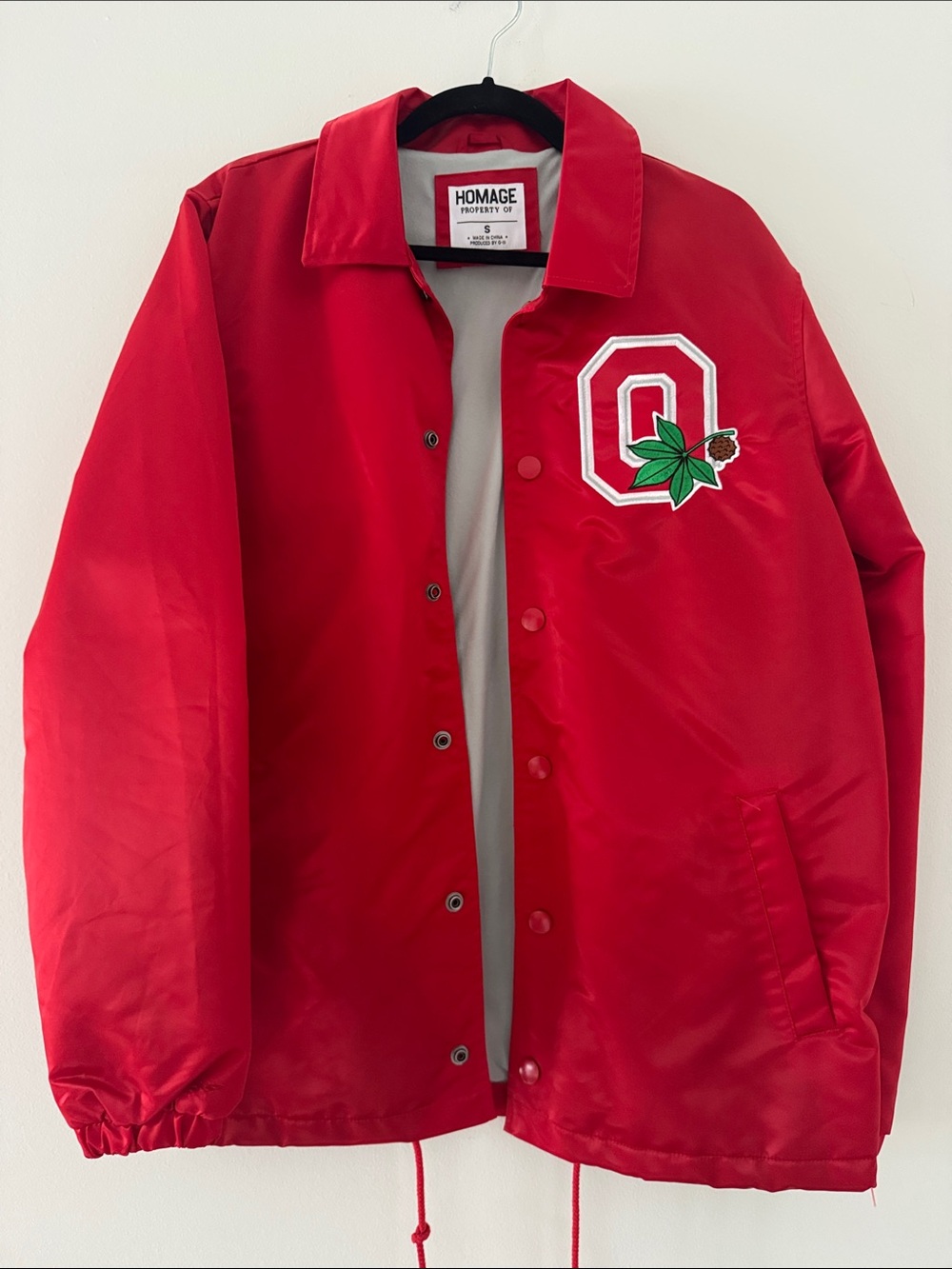 HOMAGE Red Satin Ohio State Coaches Jacket, S